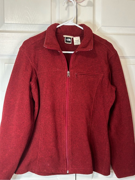 The North Face Jackets & Blazers - The North Face Women’s Red Full‑Zip Teddy Fleece Jacket Sz Small VGUC